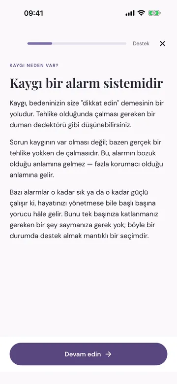 Calm Anxiety uygulamasında bir seans ekranı