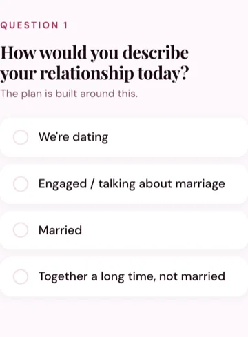 First question in the free Couples Wellness assessment