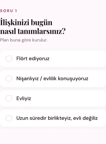 Couples Wellness ücretsiz analizindeki ilk soru