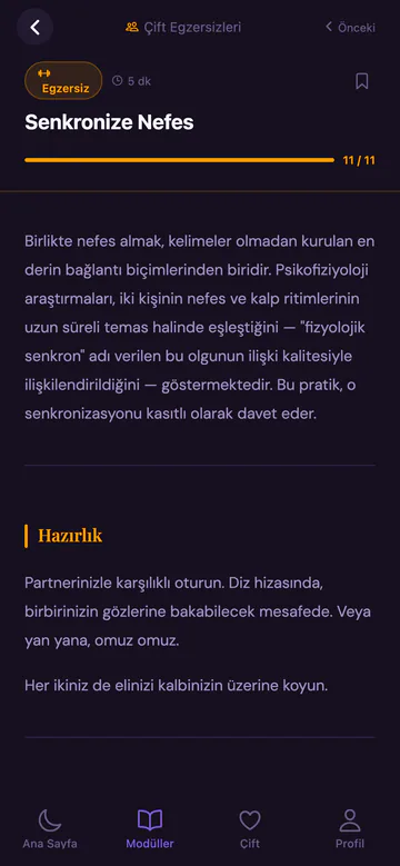 Sexual Wellness seans ekranı